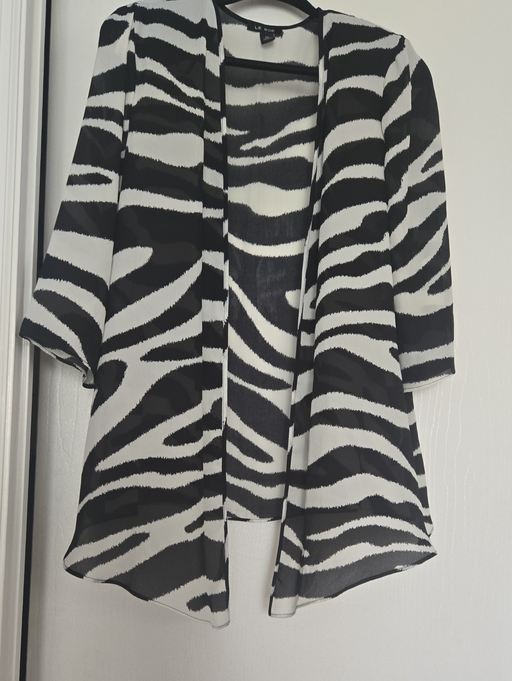 Le Lis Black and White Zebra Print Open Front Jacket